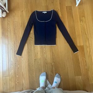 Madewell Dark Blue Cardigan with White Edging